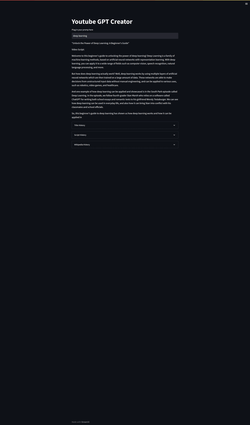 YouTube GPT Creator (2024) project screenshot