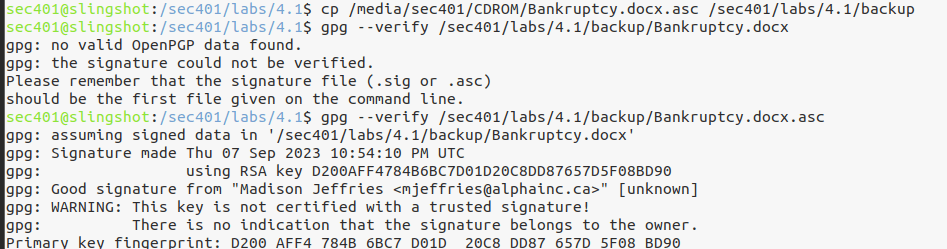 Restore from backup, re-verify