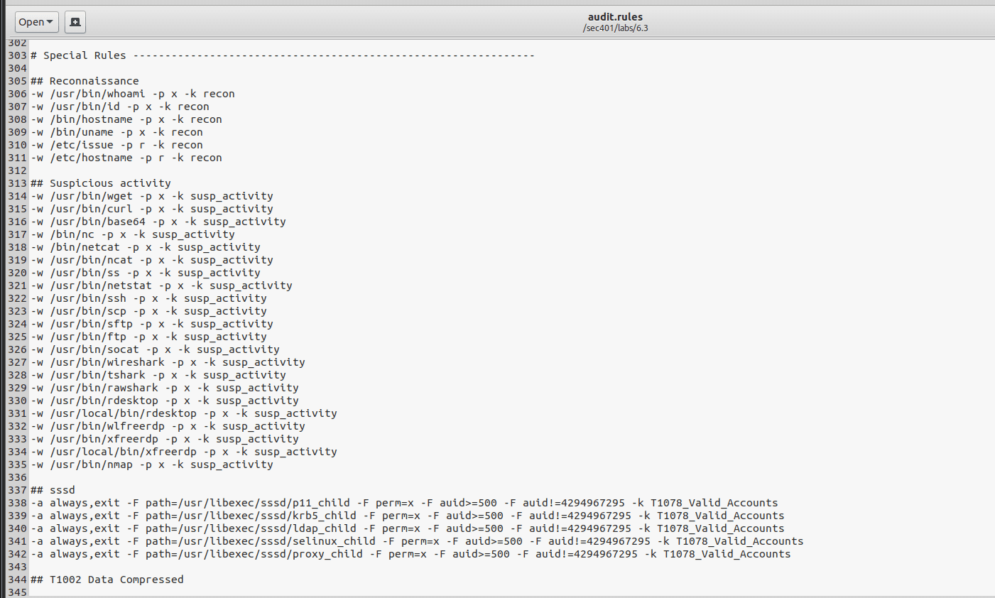 Review recon / susp_activity / sssd rules