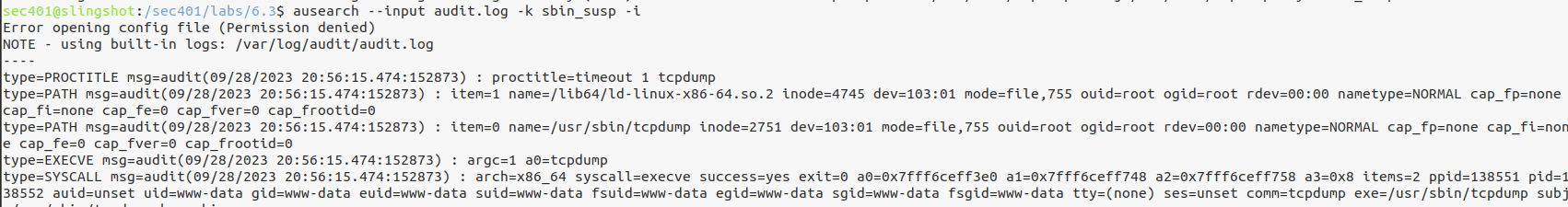 ausearch -i for interpreted output