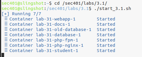 Lab environment startup