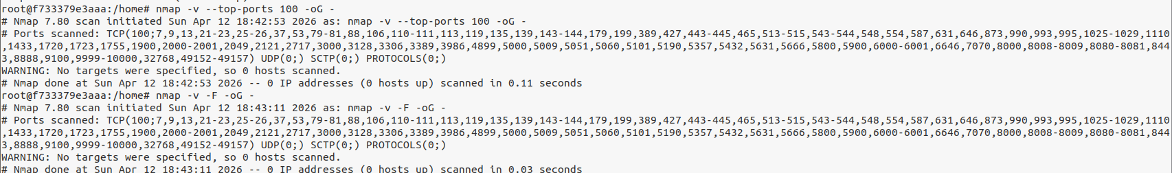 Greppable port sweeps