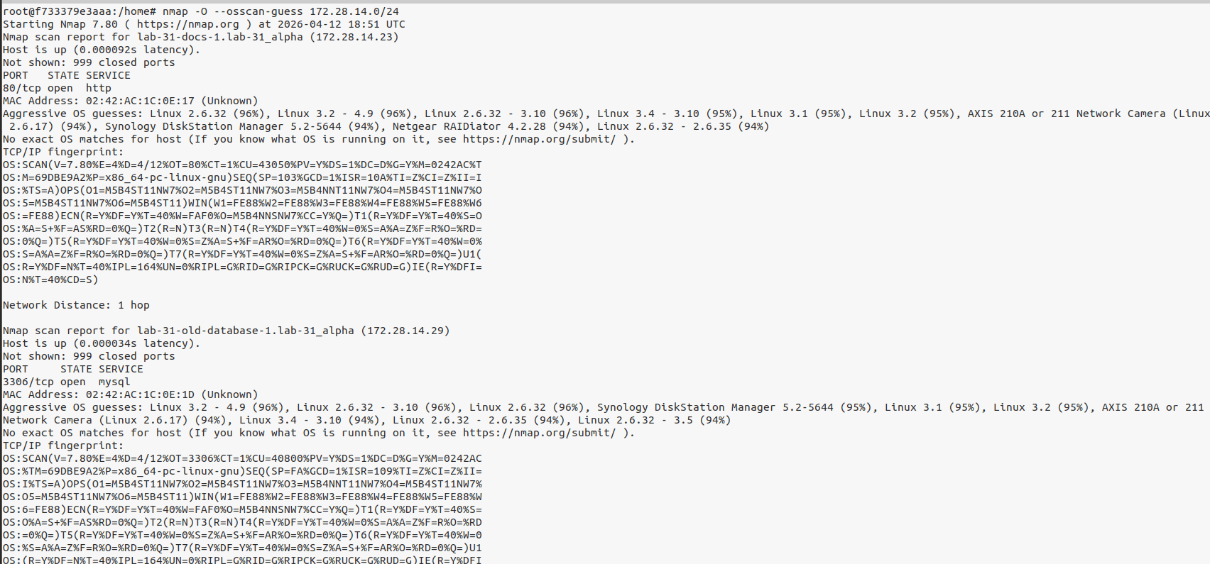 OS detection: aggressive guess