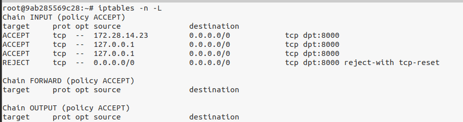 iptables rules for the new service