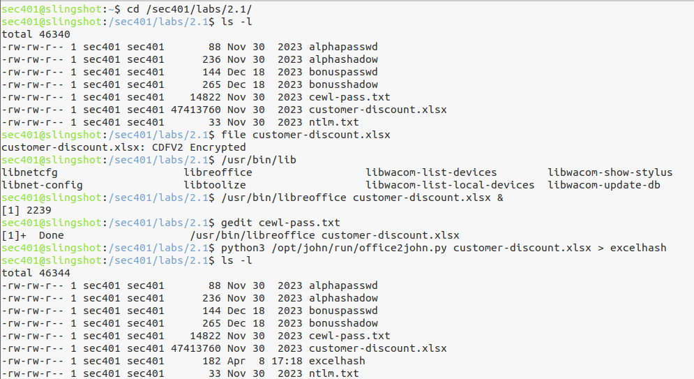 Extract Office hash with office2john
