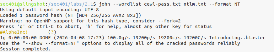 Crack NTLM hash with correct format