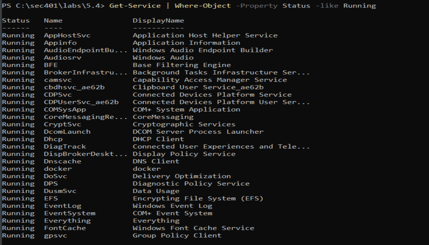 Filter services to only those Running