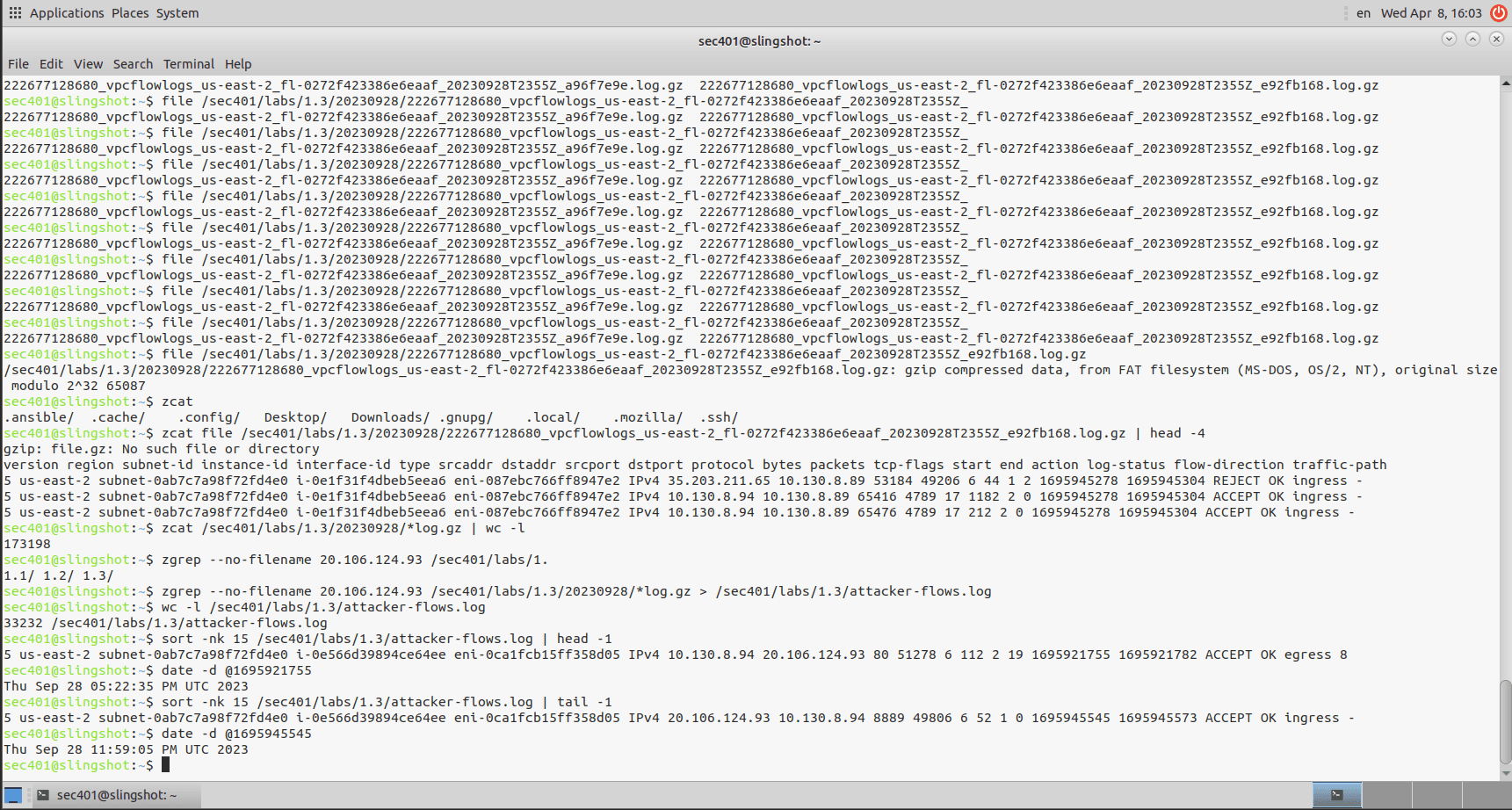 Determine attack timeframe