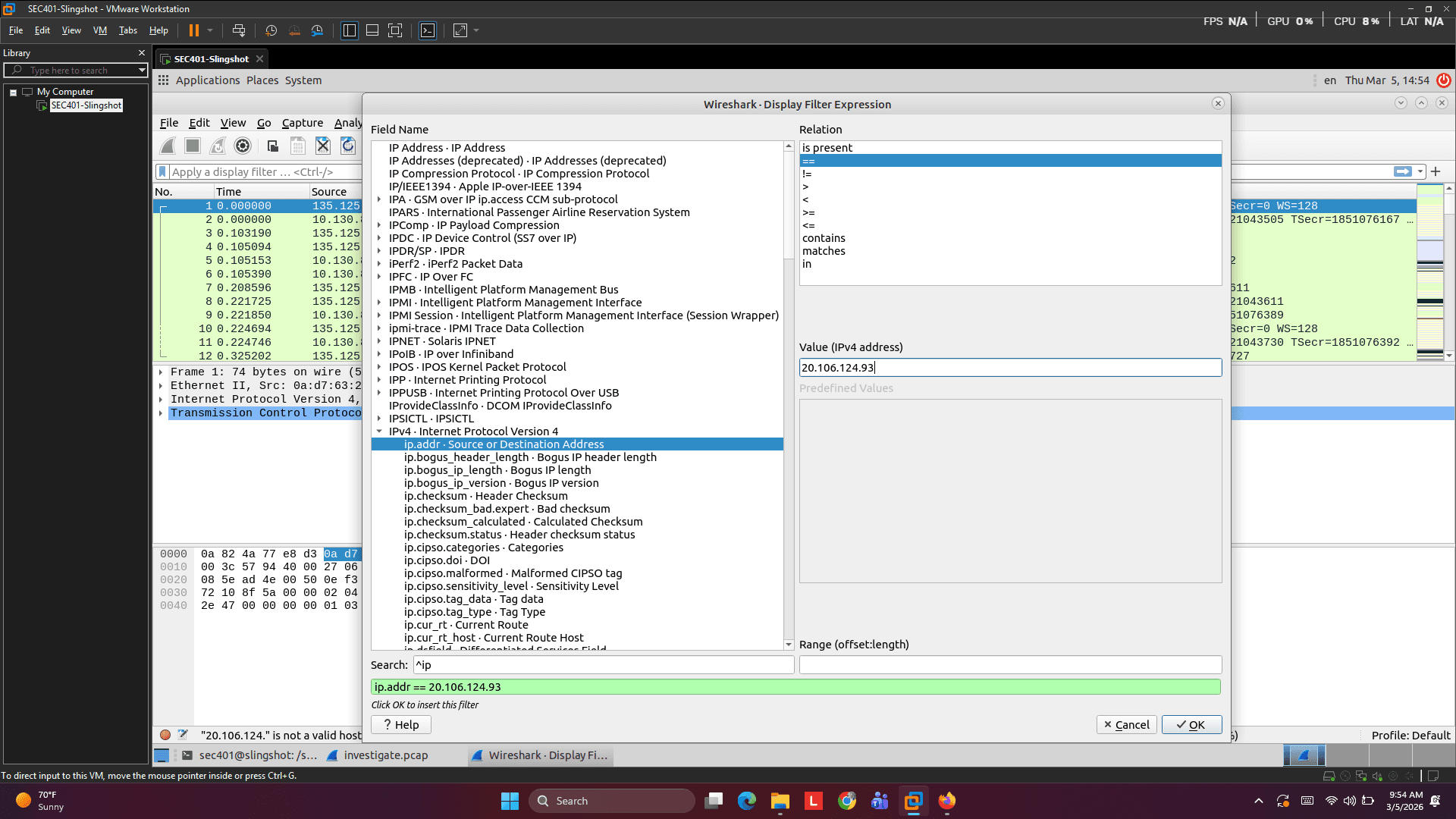 Display filter construction